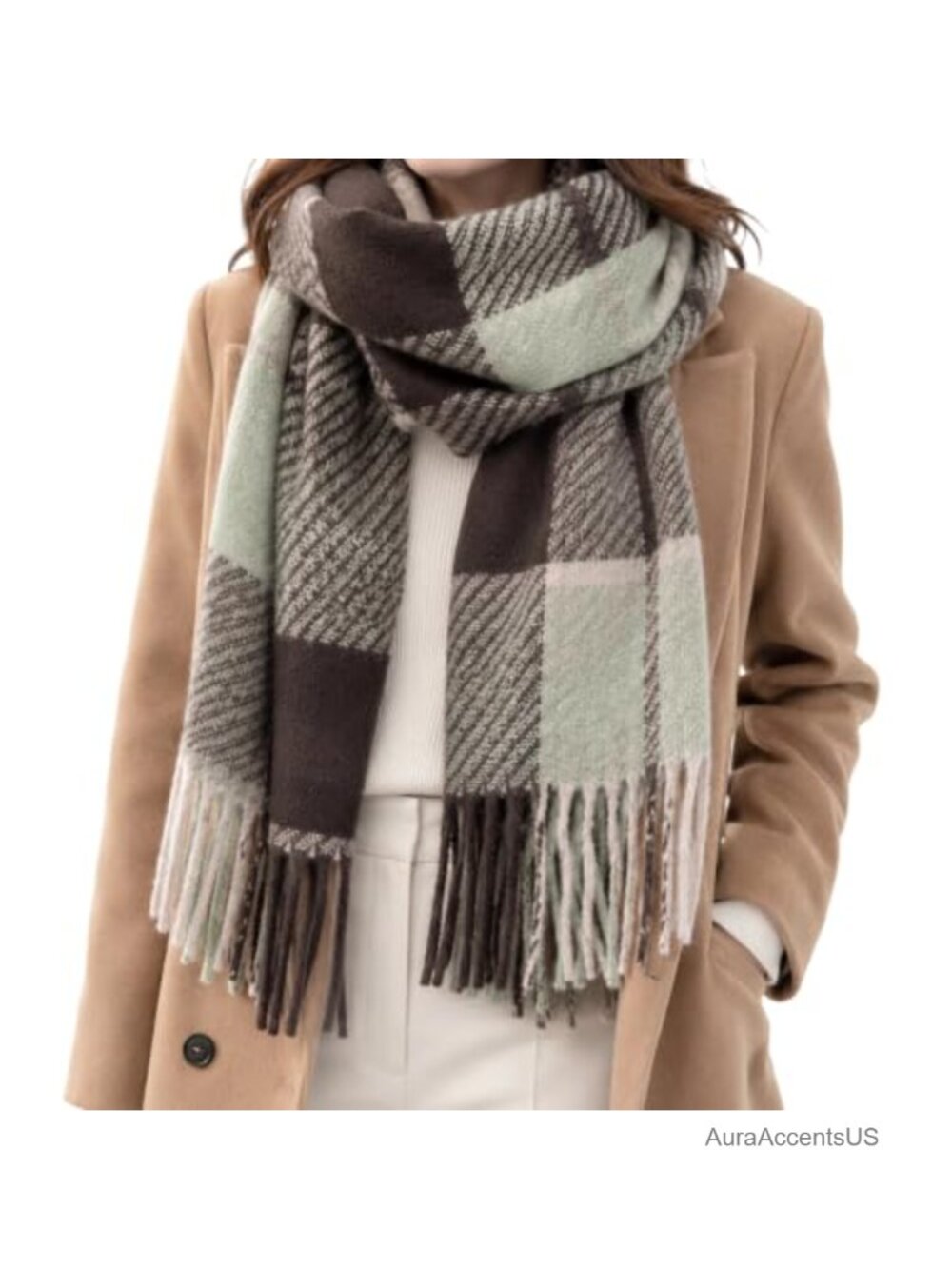 Classic Plaid Scarf Shawl Wrap with Tassels Soft Warm Winter